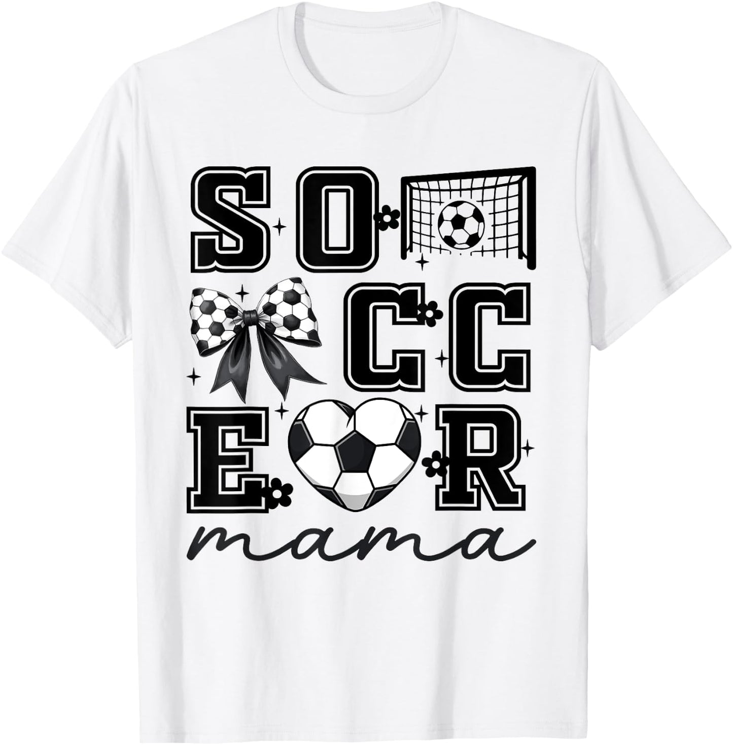 Soccer Mama Coquette Bow Funny Soccer Cheer Mama T-Shirt - T-Shirt | White