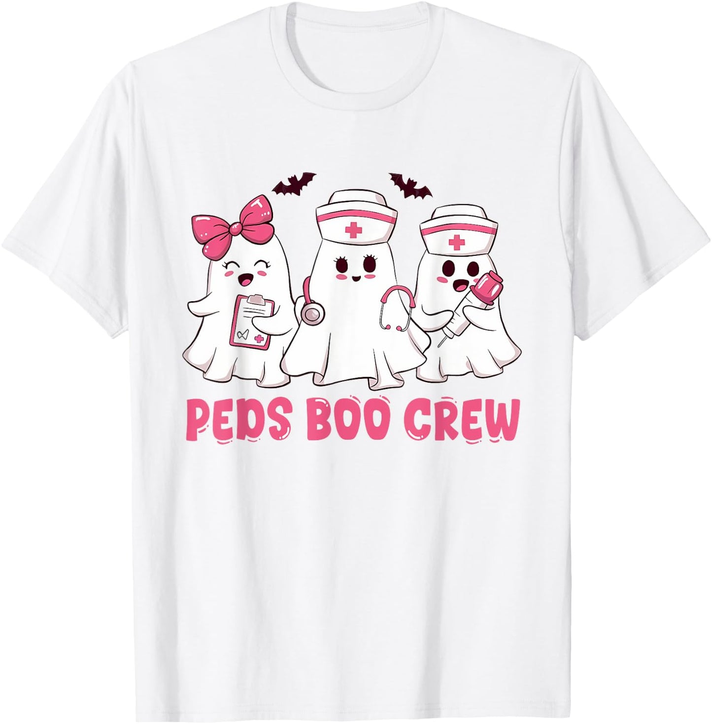 Pediatric Nurse shirt Halloween Peds Boo Crew Halloween T-Shirt - T-Shirt | White