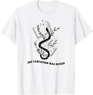 The Fanfiction Was Better Boho Snake and Moon Writer Reading T-Shirt - T-Shirt | White