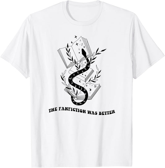 The Fanfiction Was Better Boho Snake and Moon Writer Reading T-Shirt - T-Shirt | White