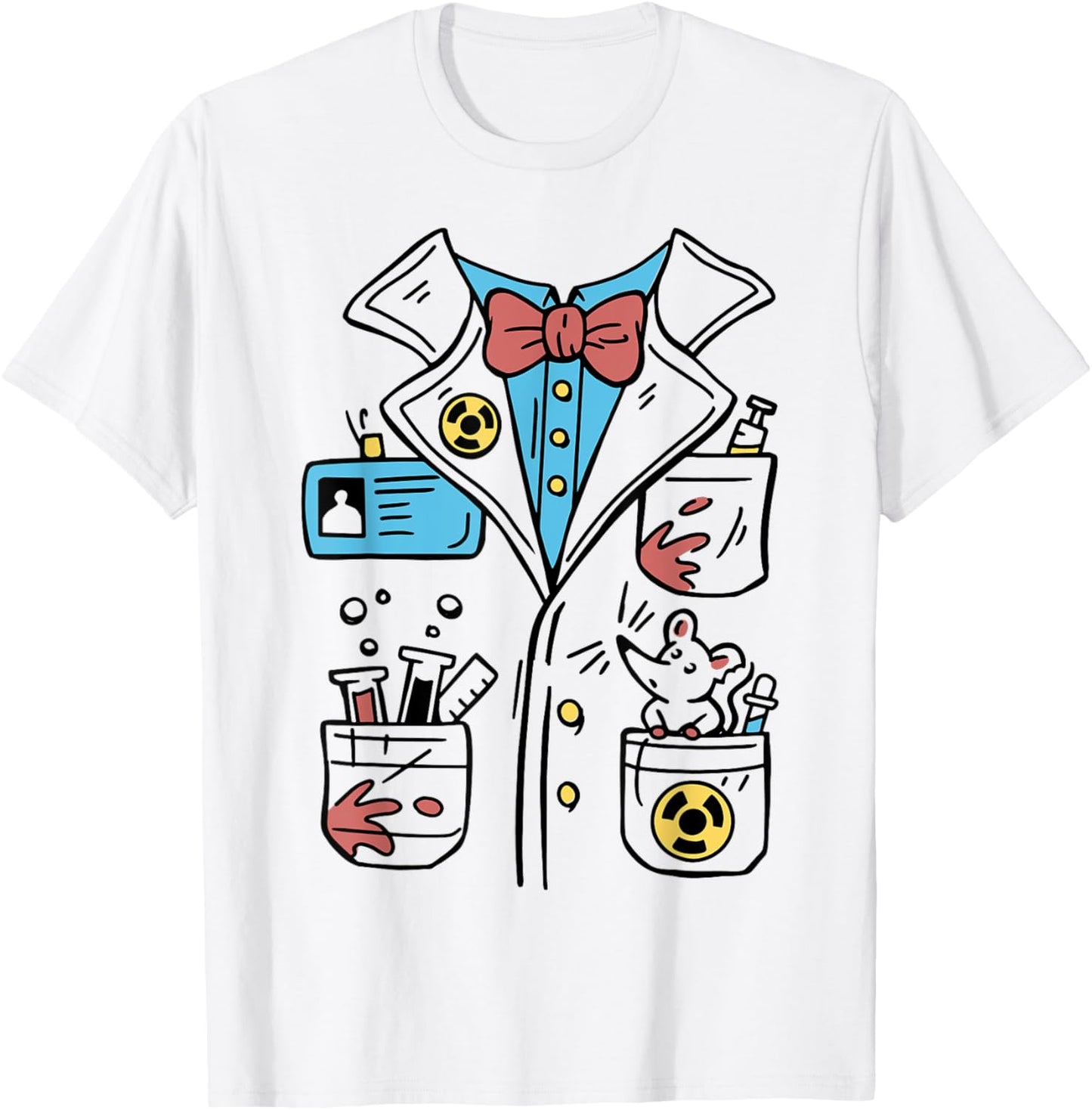 Mad Scientist Costume Funny Easy Lab Coat Halloween Graphic T-Shirt - T-Shirt | White