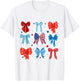 Coquette Bows 4th Of July Patriotic Bows American Flag T-Shirt - T-Shirt | White