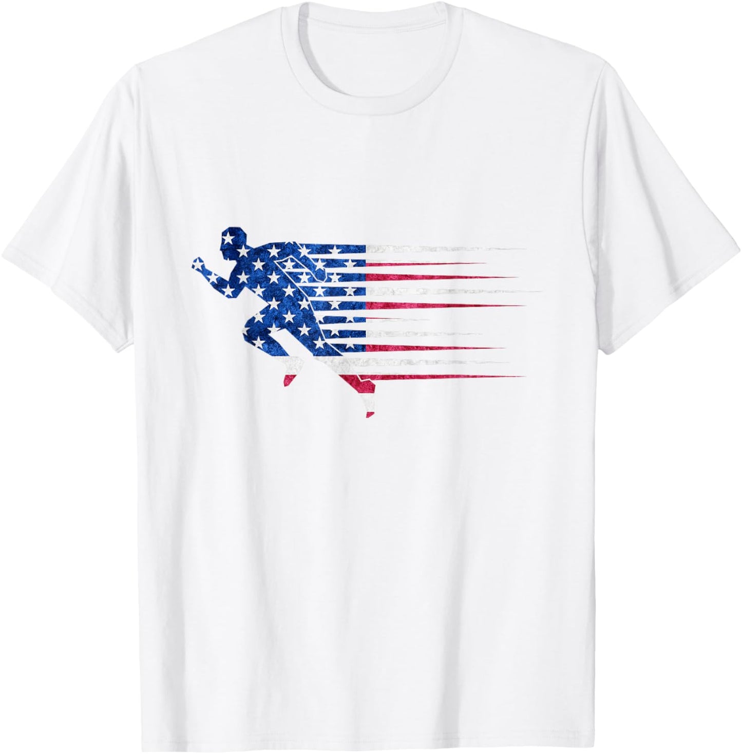 Patriotic Running USA American Flag Track and Field Team T-Shirt - T-Shirt | White
