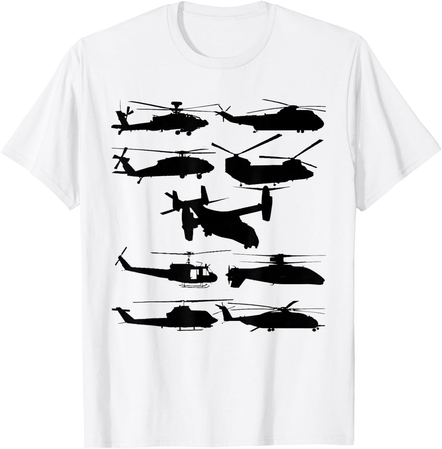 US Helicopters UH-1 Huey UH-60 Blackhawk AH-64 Apache Gift T-Shirt - T-Shirt | White