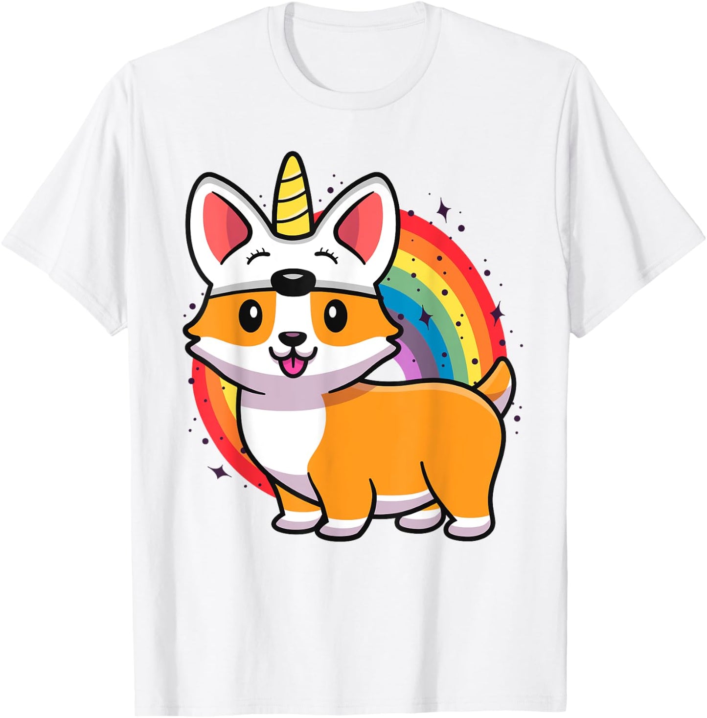Corgicorn Unicorn Corgi For Kids Funny Rainbow Corgi T-Shirt - T-Shirt | White