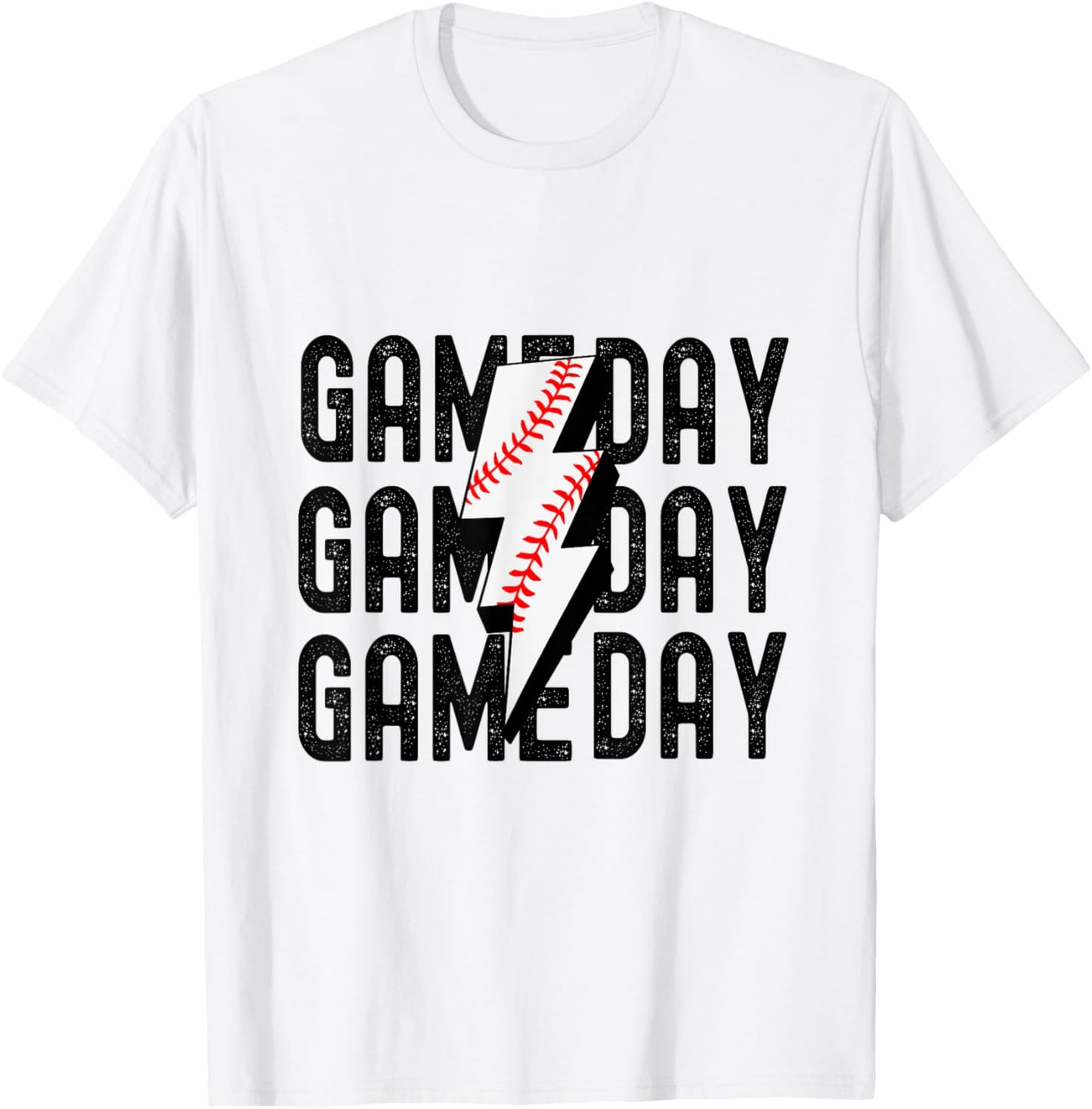Vintage Game Day Baseball Lightning Funny Baseball Team T-Shirt - T-Shirt | White