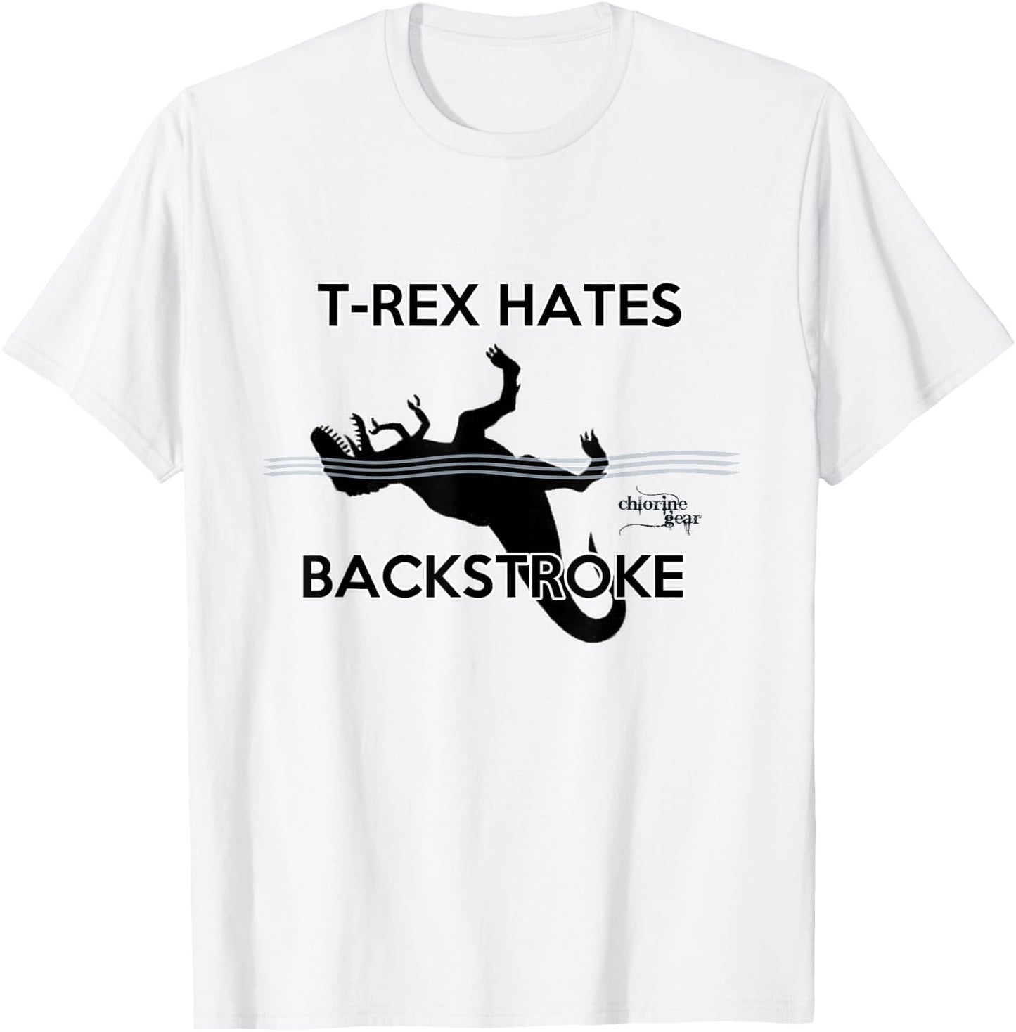 T-Rex Hates Backstroke Basic T-Shirt - T-Shirt | White