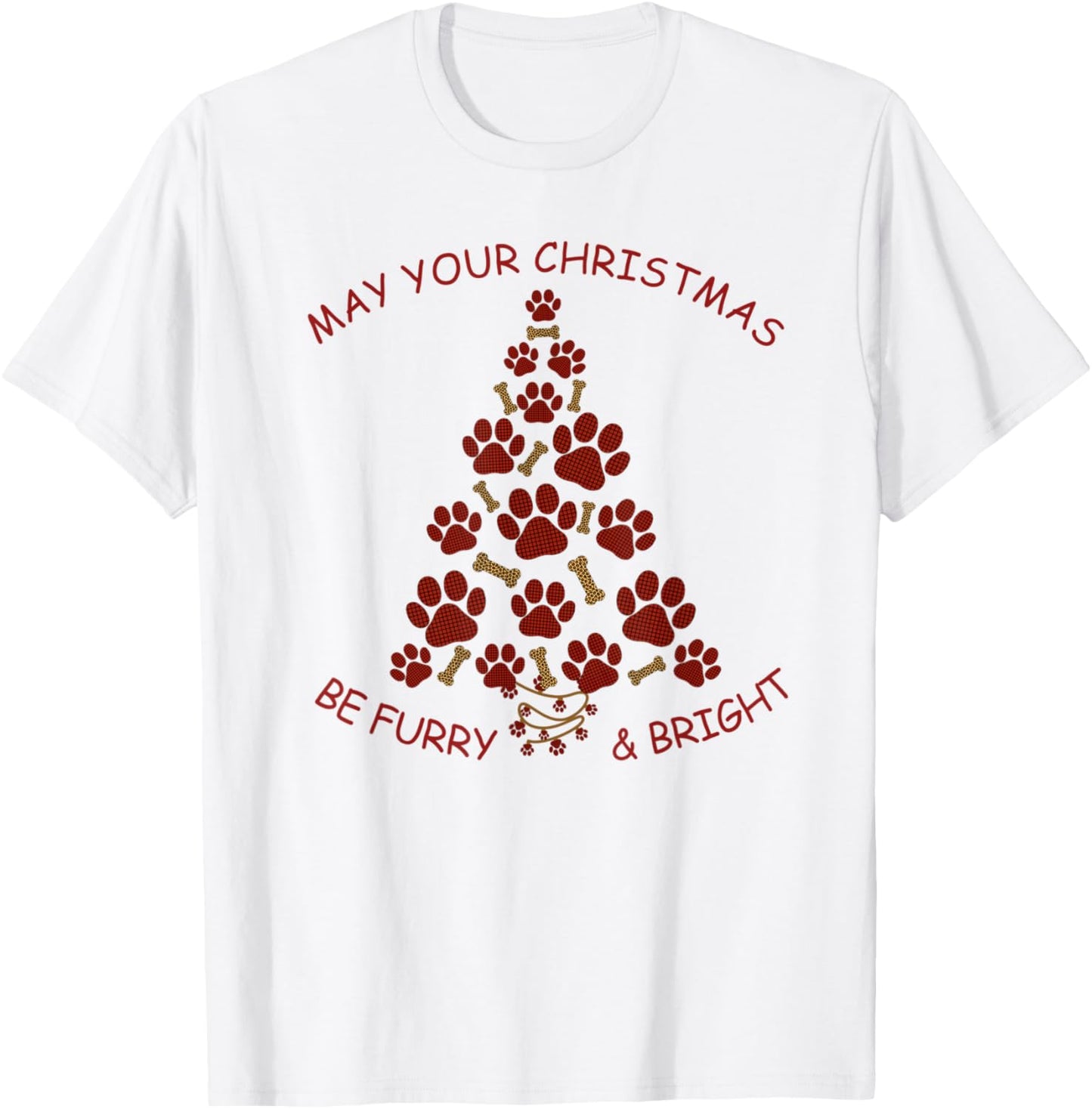 Furry & Bright, Dog Lovers Christmas Tree made of Dog Paws T-Shirt - T-Shirt | White