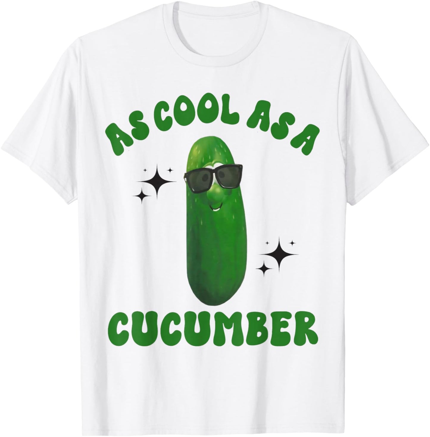 As Cool As a Cucumber Funny Cucumber In Sunglusses Design , Small, Grey T-Shirt - T-Shirt | White
