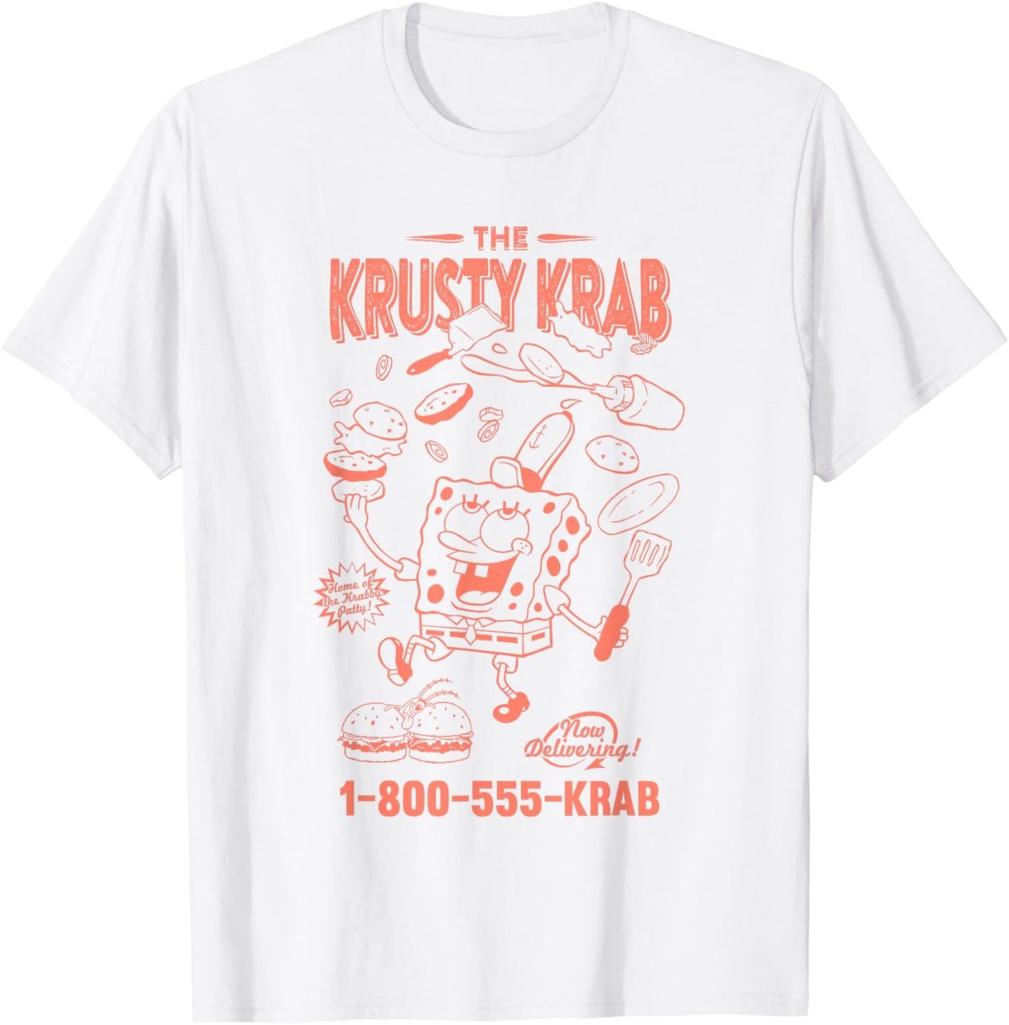 SpongeBob SquarePants The Krusty Krab Delivery Vintage Ad T-Shirt - T-Shirt | White