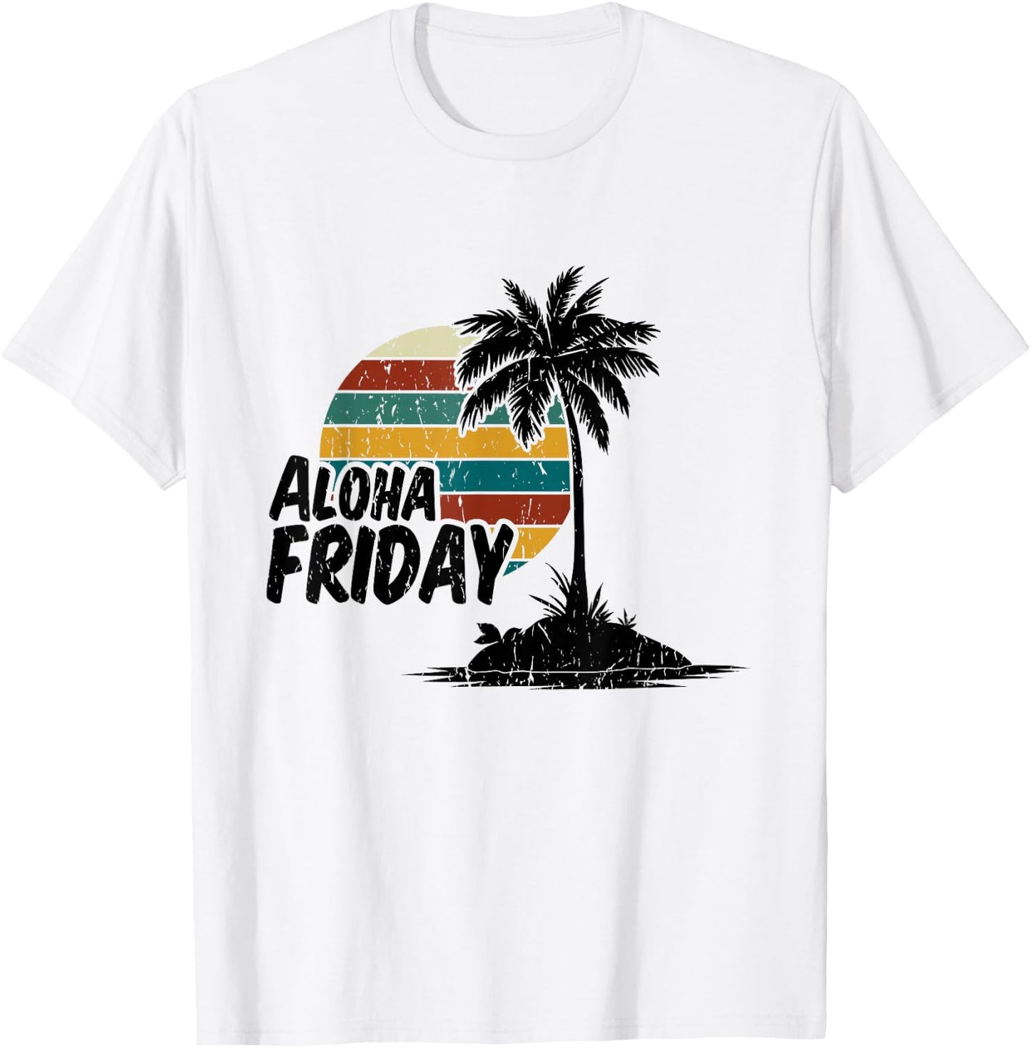 Aloha Friday Hawaiian Retro Sunset Summer Vintage T-Shirt - T-Shirt | White