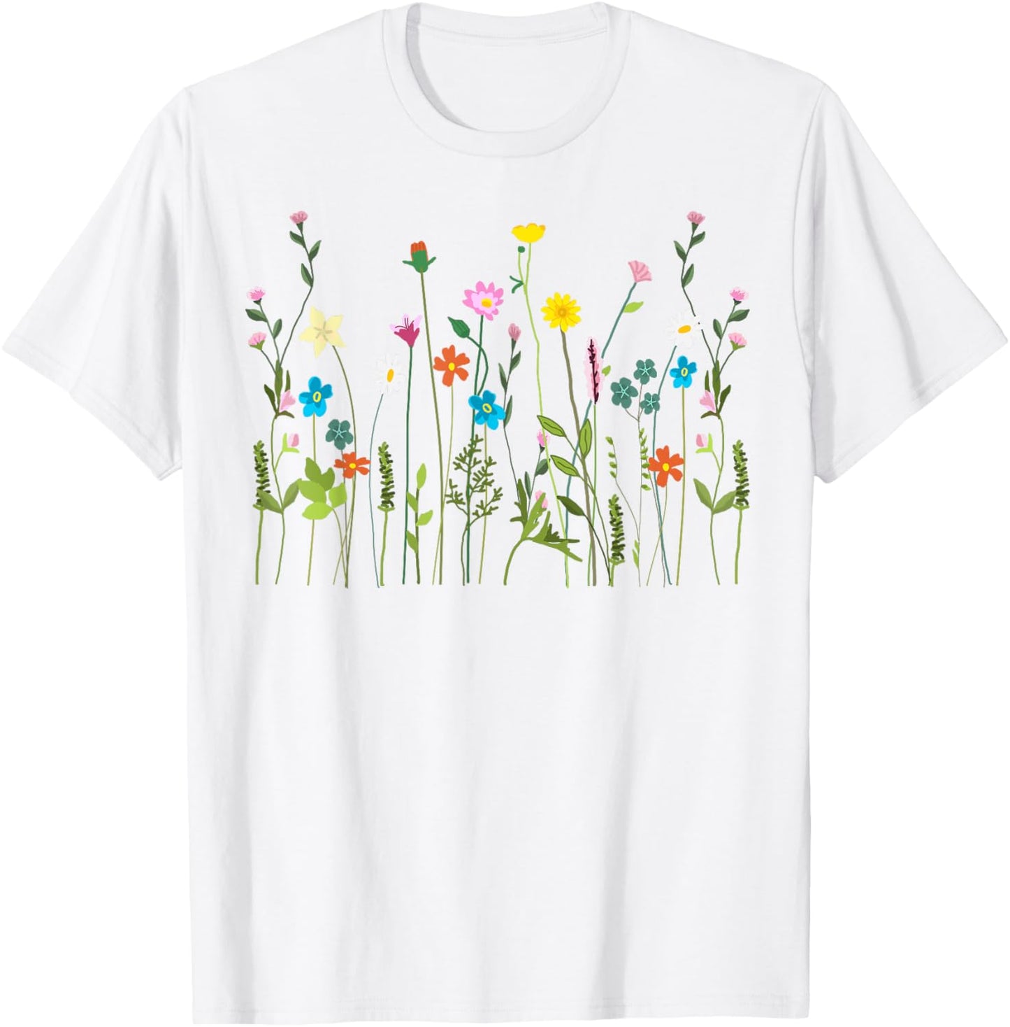 Vom Garten inspiriertes mit Blumendruck, Wildblume, Sommerblüte T-Shirt - T-Shirt | White