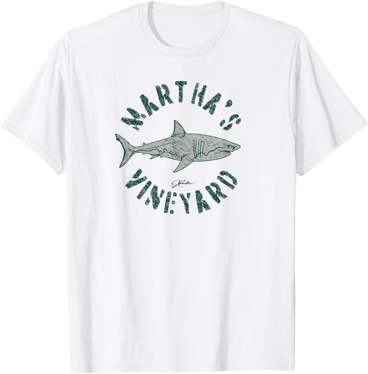 JCombs: Martha's Vineyard, MA, Great White Shark T-Shirt - T-Shirt | White