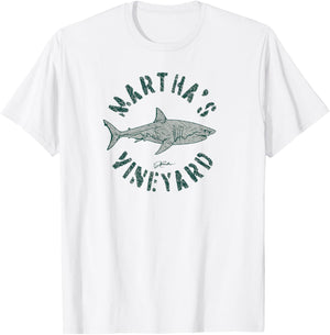 JCombs: Martha's Vineyard, MA, Great White Shark T-Shirt - T-Shirt | White