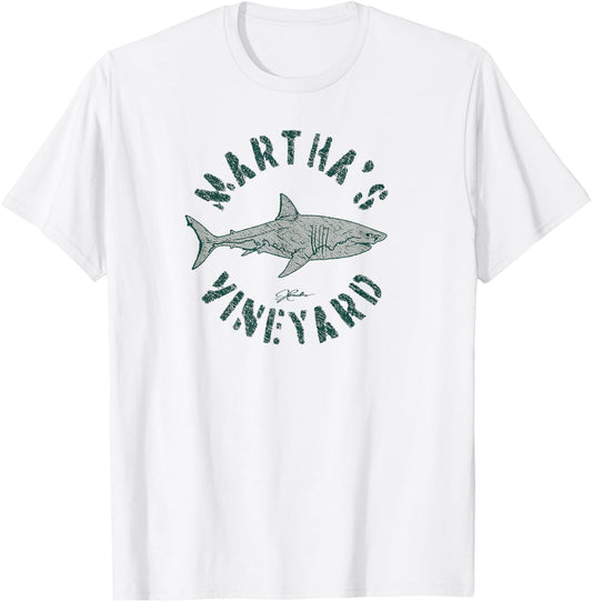 JCombs: Martha's Vineyard, MA, Great White Shark T-Shirt - T-Shirt | White
