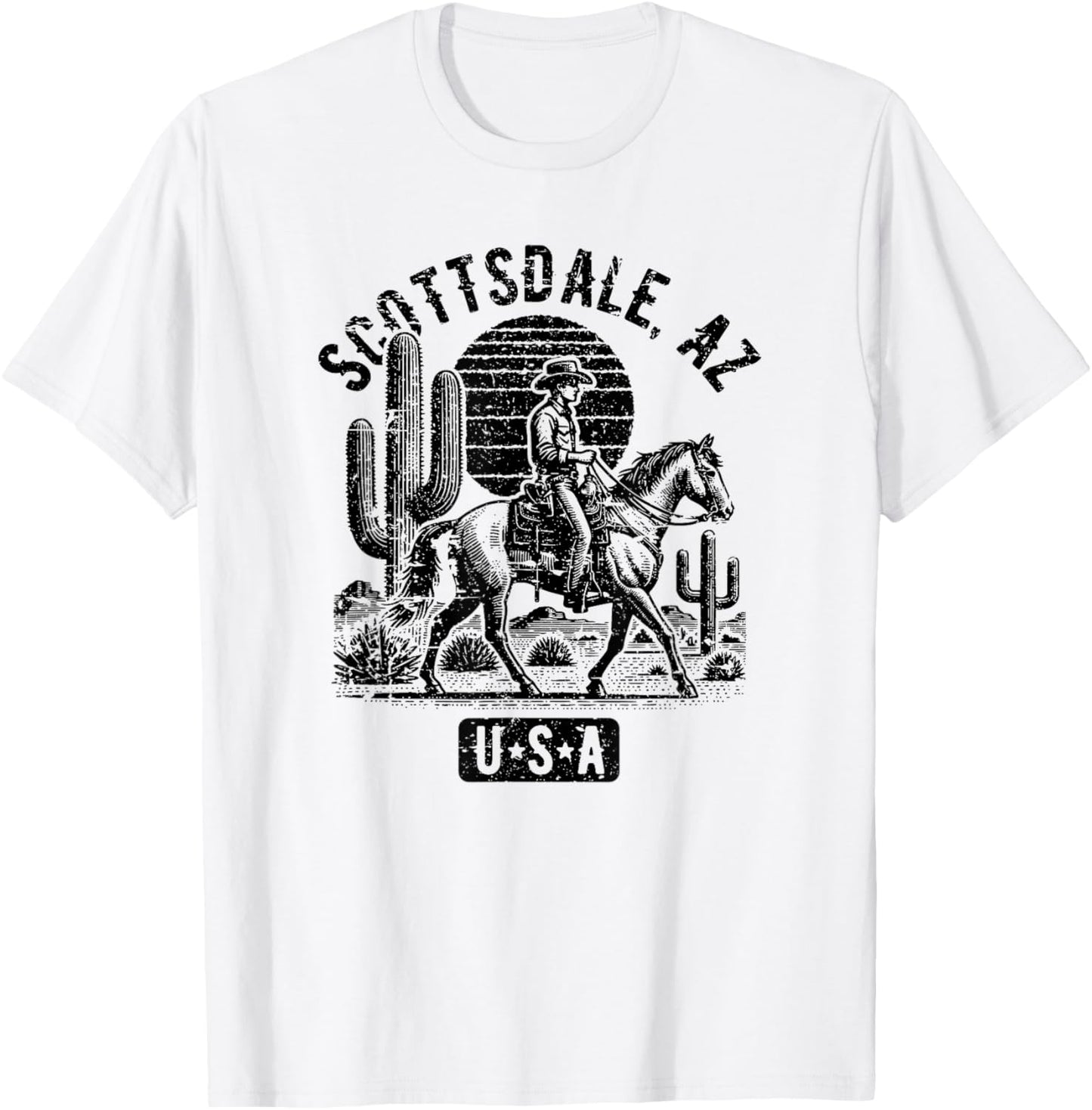 Scottsdale Arizona USA Cowboy Horse Vintage Style Design T-Shirt - T-Shirt | White