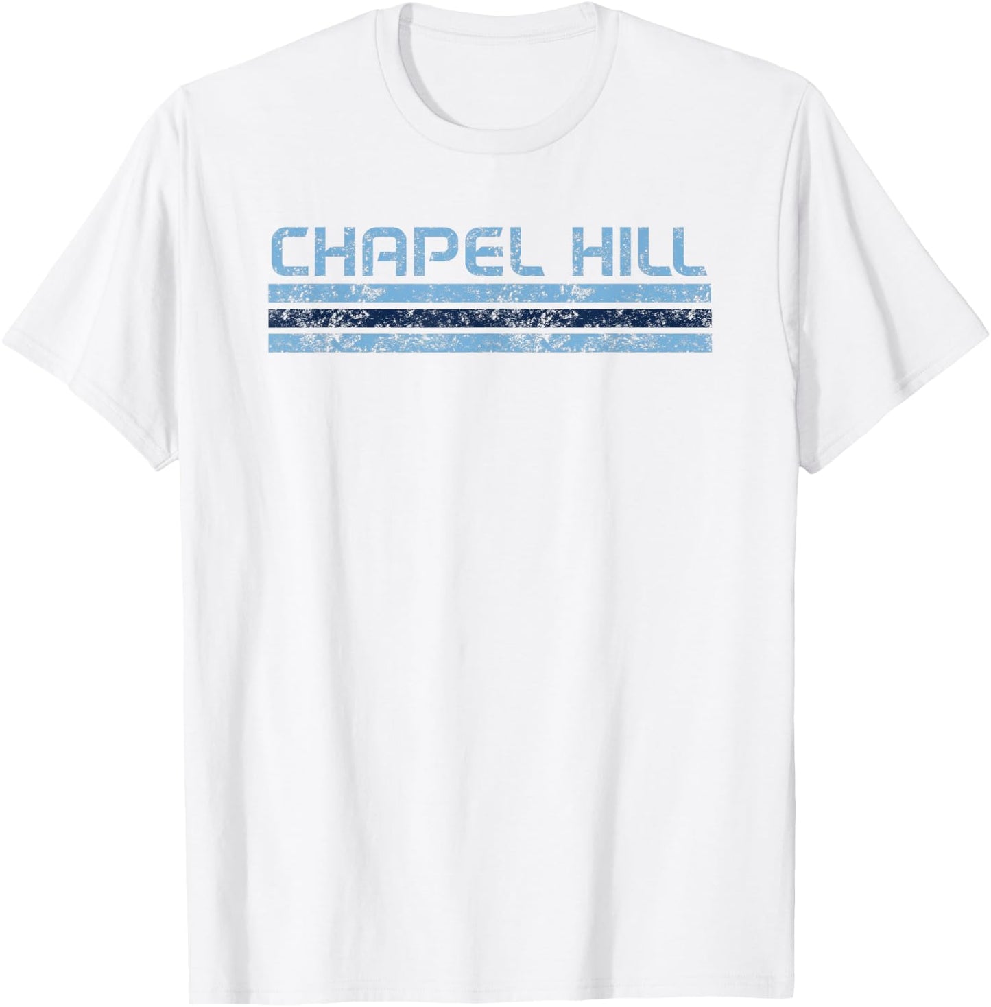 Chapel Hill North Carolina Retro Vintage Weathered Stripe T-Shirt - T-Shirt | White