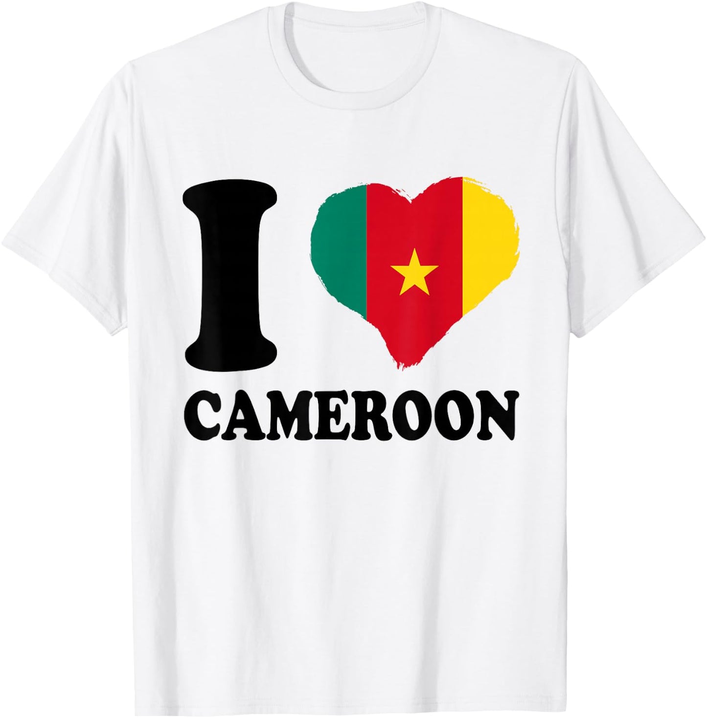 Cameroonian Flag I Love Cameroon Cameroonian Pride Heart T-Shirt - T-Shirt | White