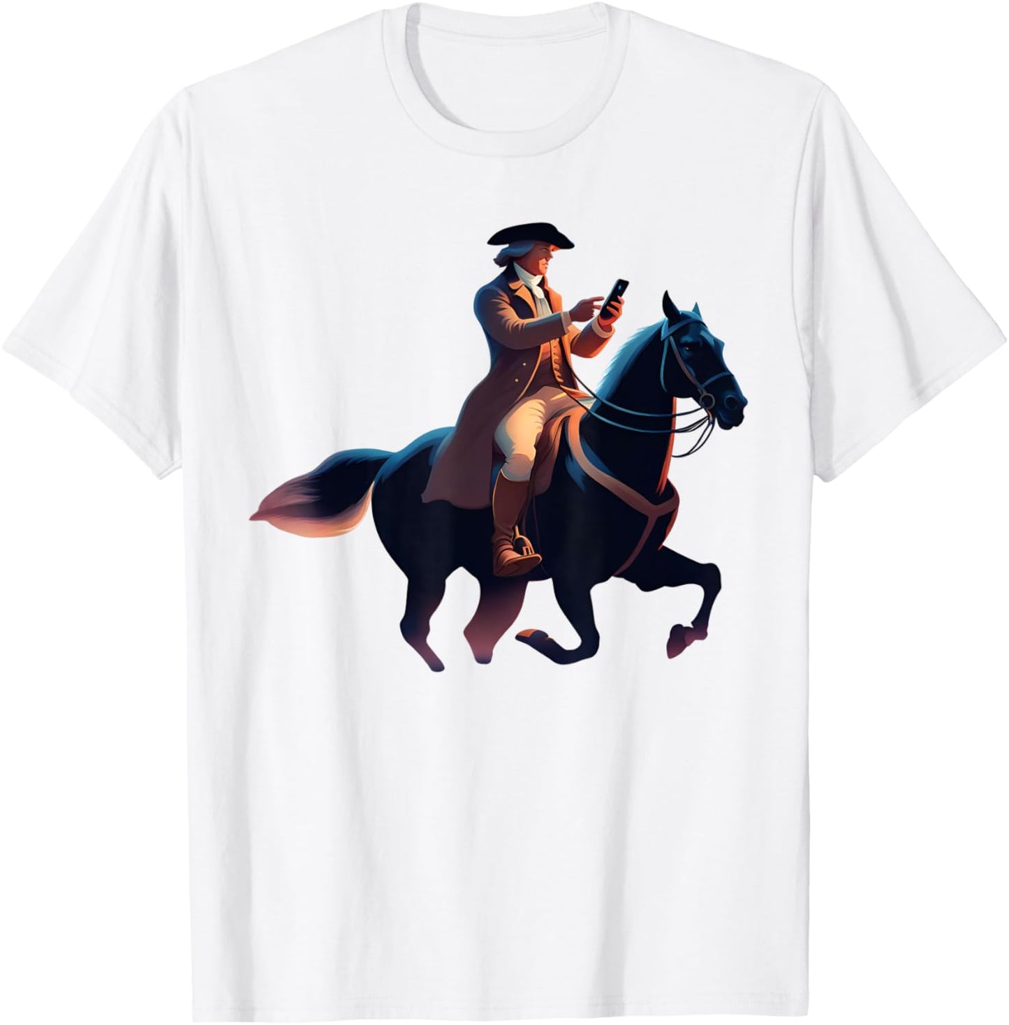 Paul Revere Texting On His Famous Ride T-Shirt - T-Shirt | White