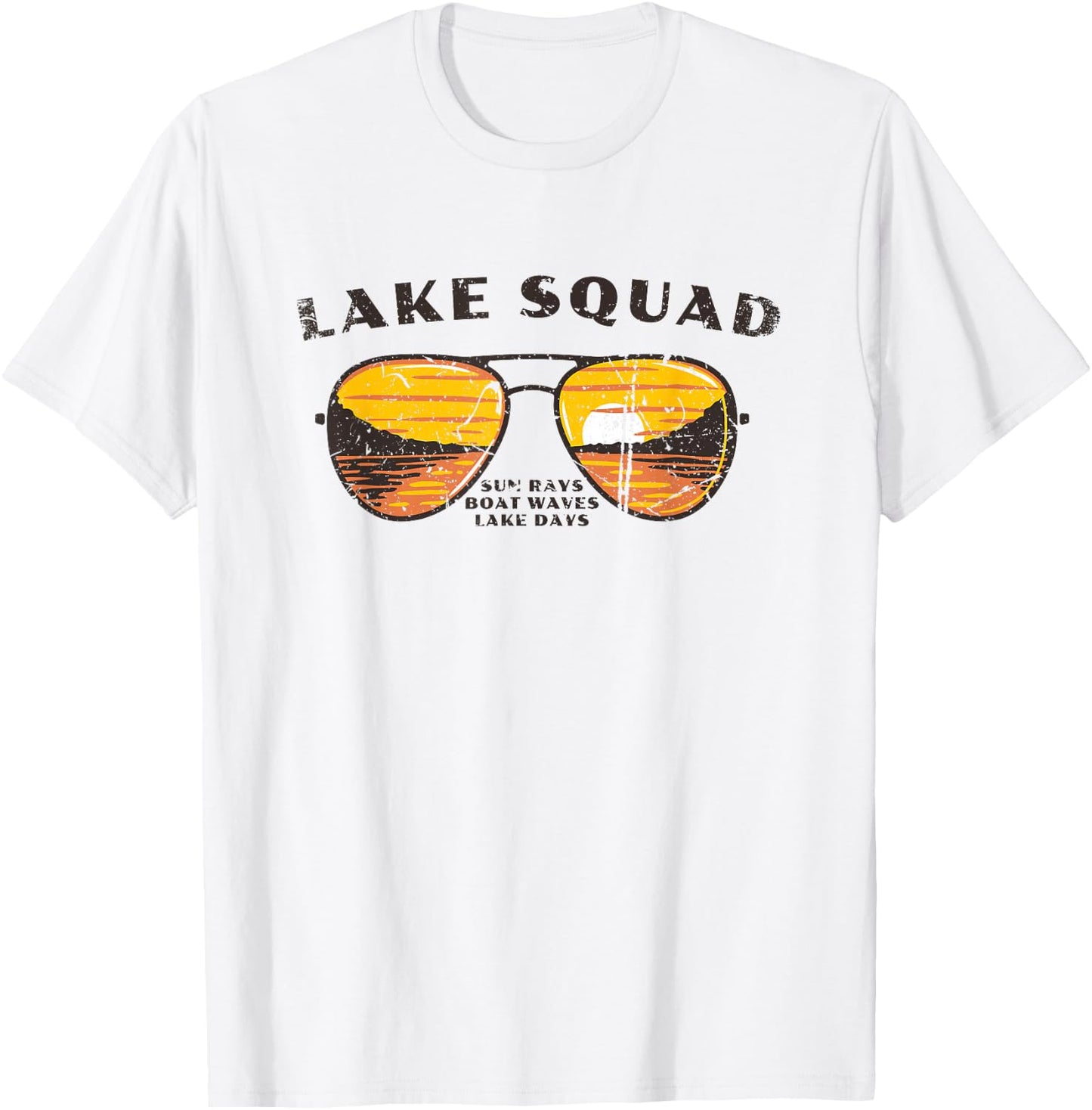 Lake Squad Matching Group Sunset Scene Sunglasses T-Shirt - T-Shirt | White