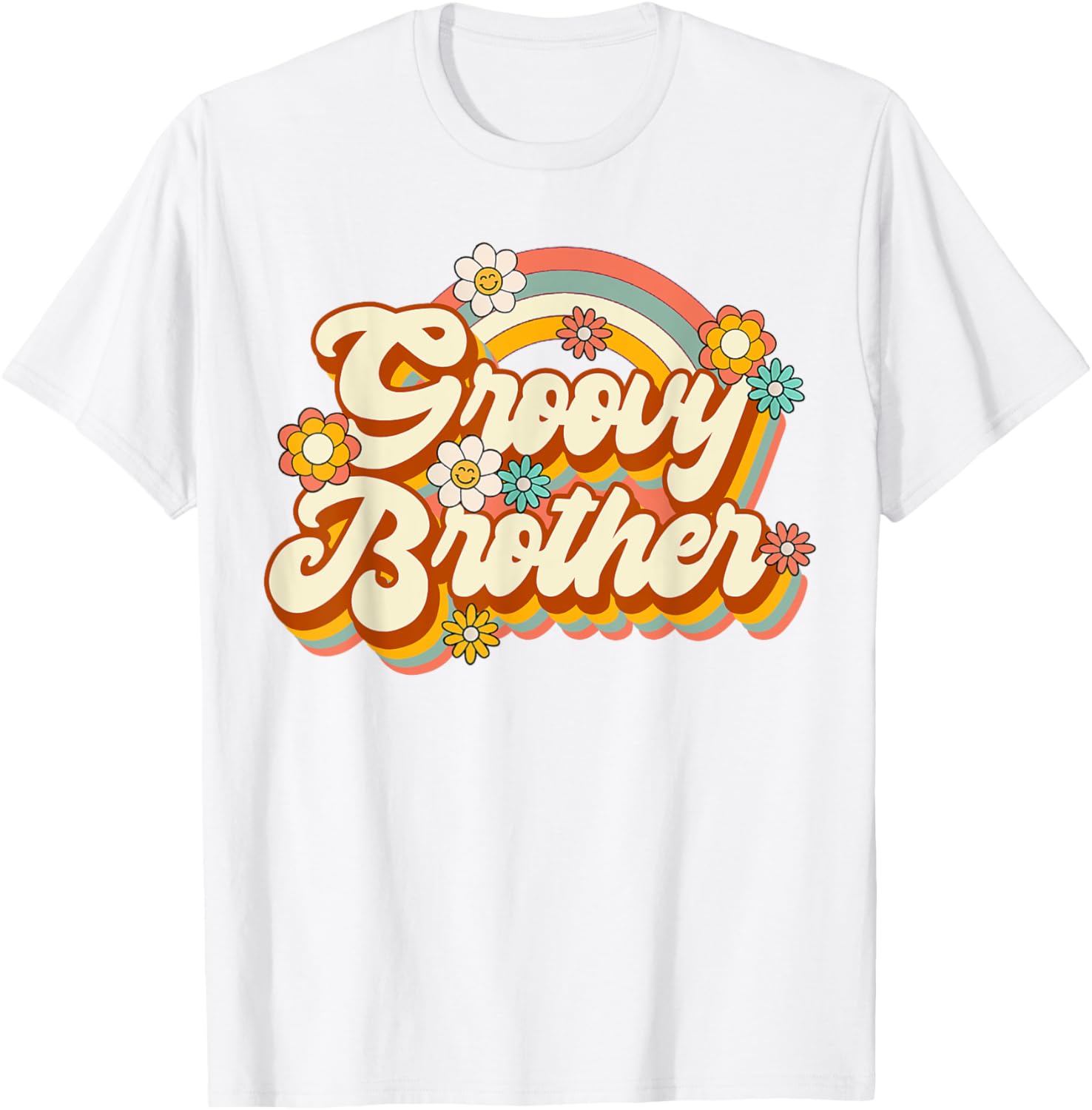 Retro Groovy Brother Family Birthday 60s 70s Hippie Costume T-Shirt - T-Shirt | White