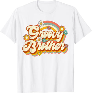 Retro Groovy Brother Family Birthday 60s 70s Hippie Costume T-Shirt - T-Shirt | White
