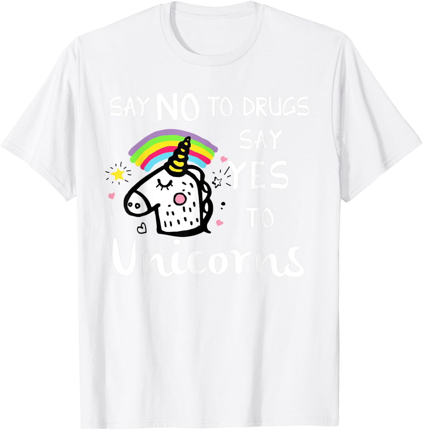 Red Ribbon Week Kids Youth Say No Say Yes to Unicorns T-Shirt - T-Shirt | White