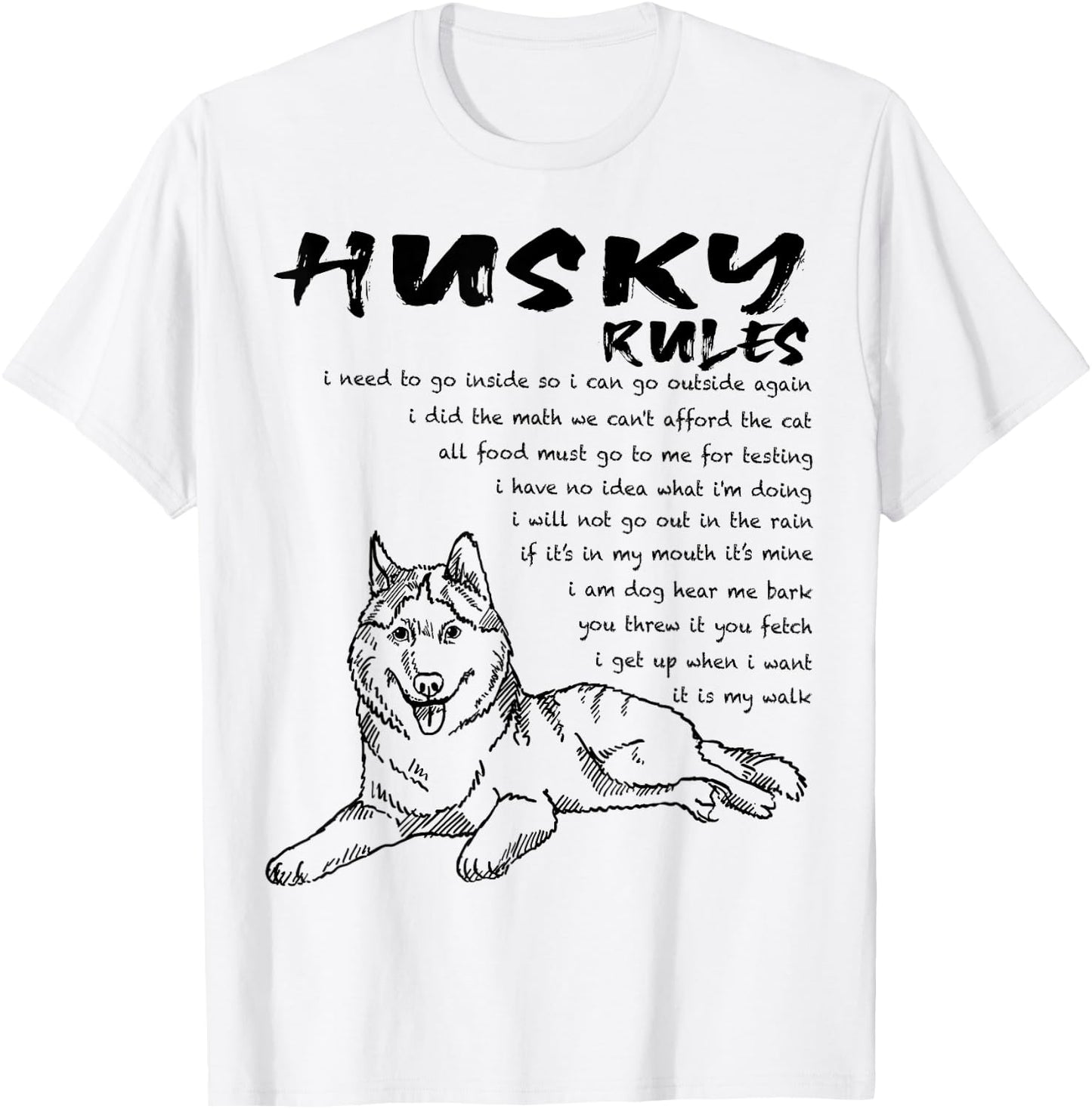 Funny Siberian Husky Dog Hand Drawn Art Men Women Girls Kids T-Shirt - T-Shirt | White