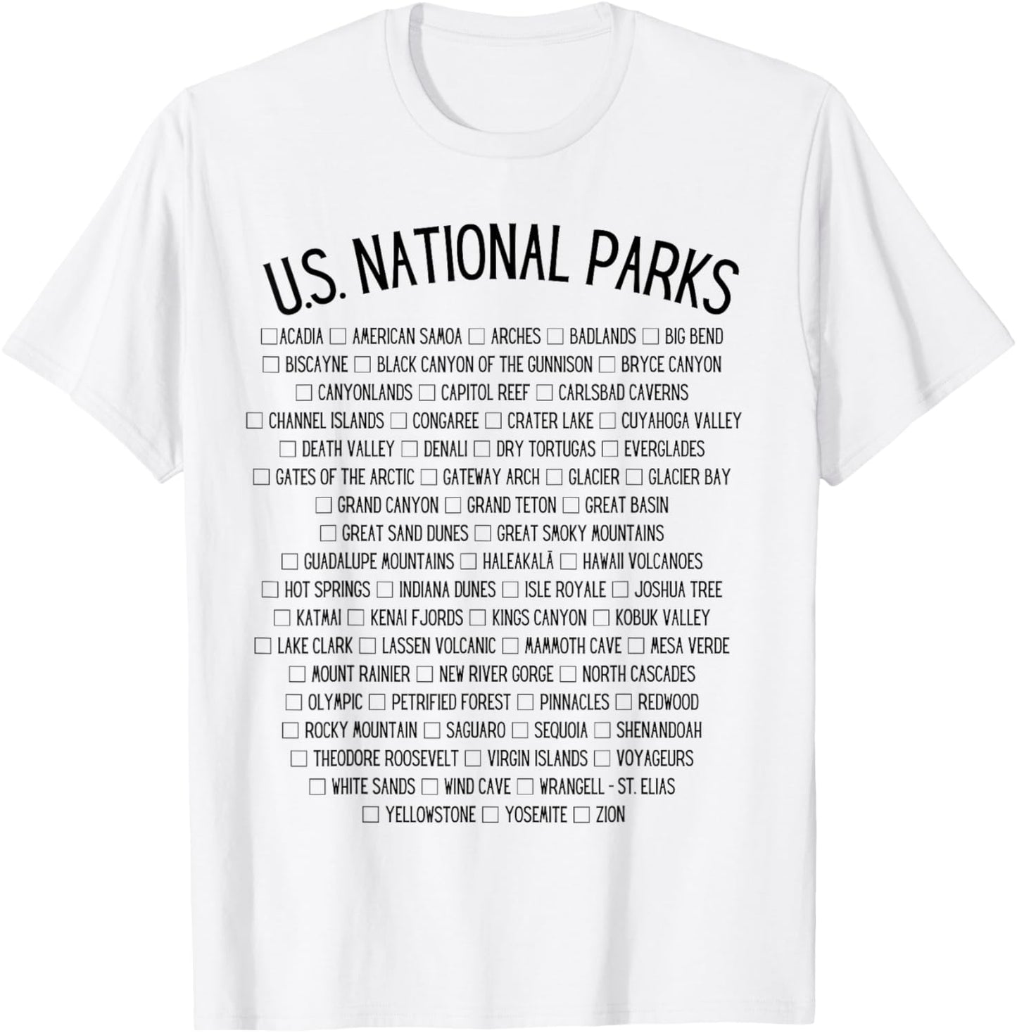 American National Parks Checklist - US National Parks Family T-Shirt - T-Shirt | White