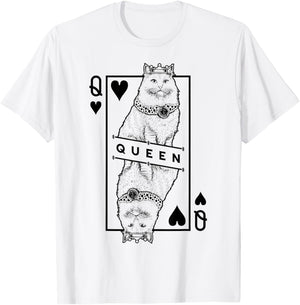 Siberian Cat Lover Queen Of Hearts Funny Pop Art T-Shirt - T-Shirt | White