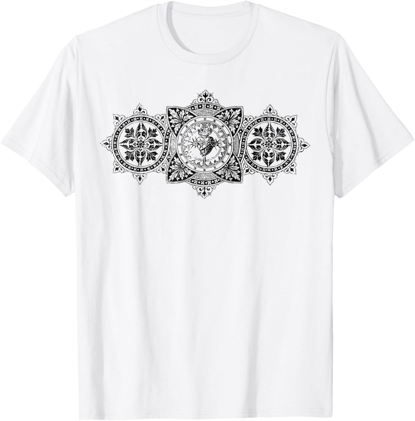 Vintage Sacred Heart of Jesus Symbol Traditional Catholic T-Shirt - T-Shirt | White