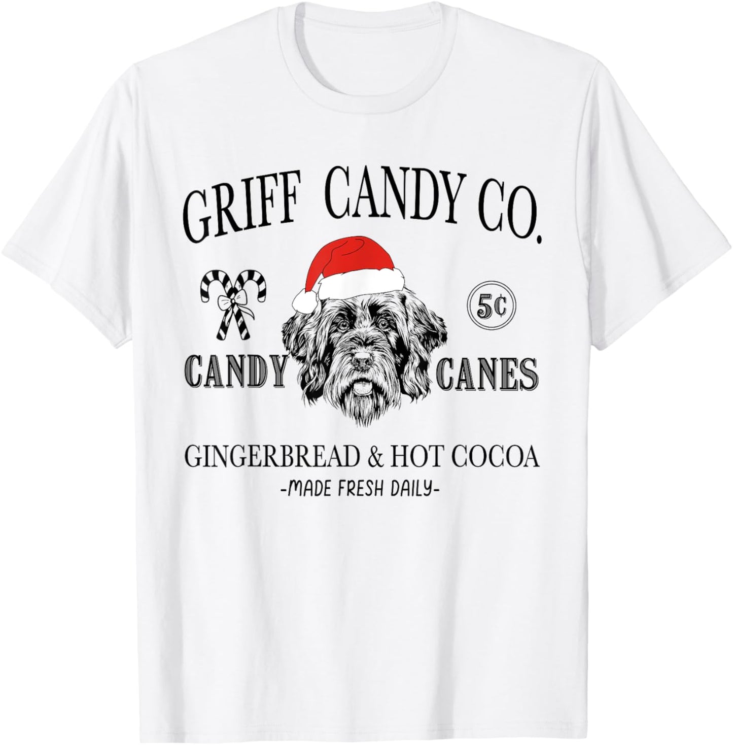 Funny Santa Wirehaired Pointing Griffon Christmas Vintage T-Shirt - T-Shirt | White
