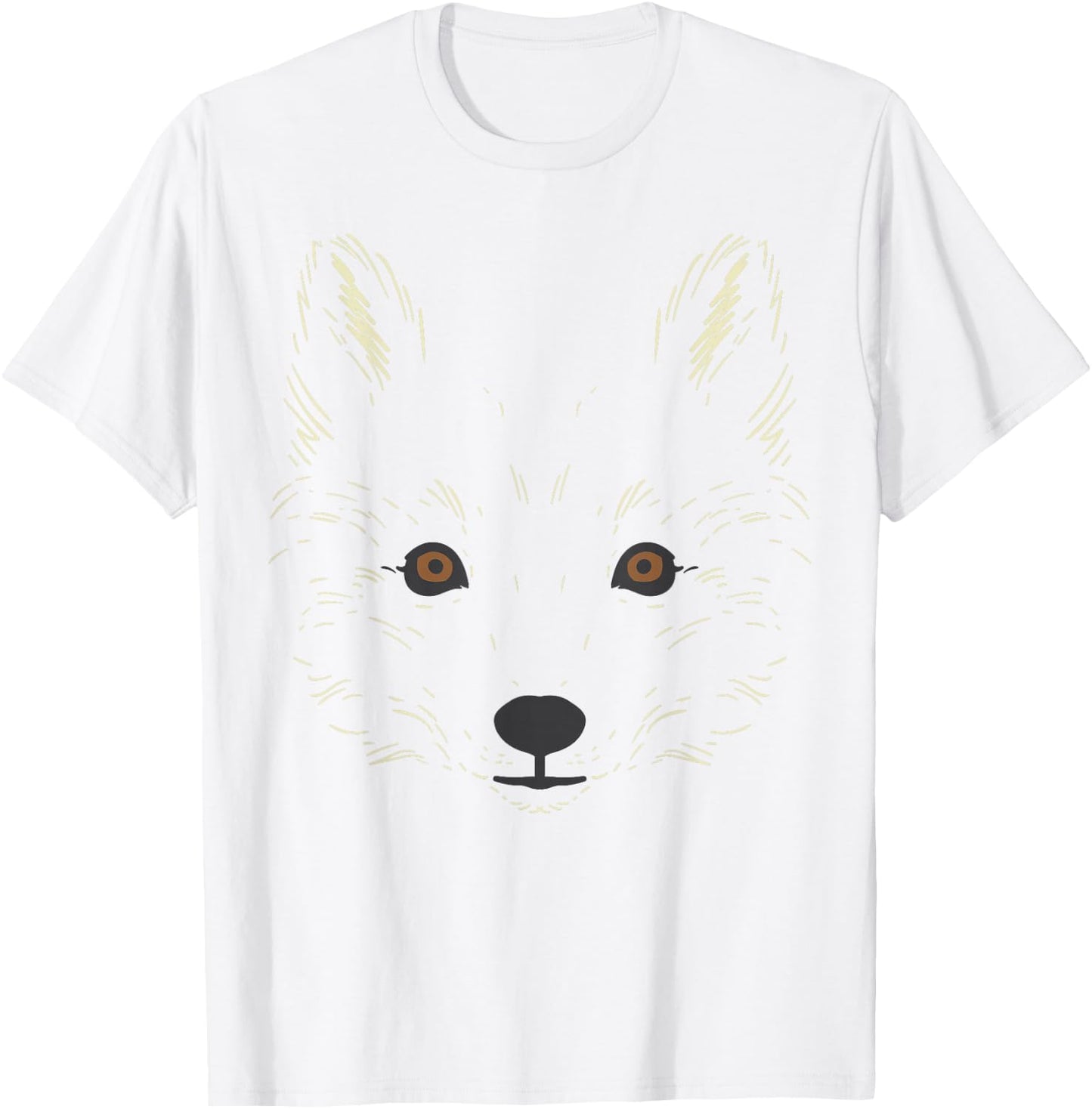 Arctic Snow Fox Face Cool Animal Costume Easy Halloween T-Shirt - T-Shirt | White