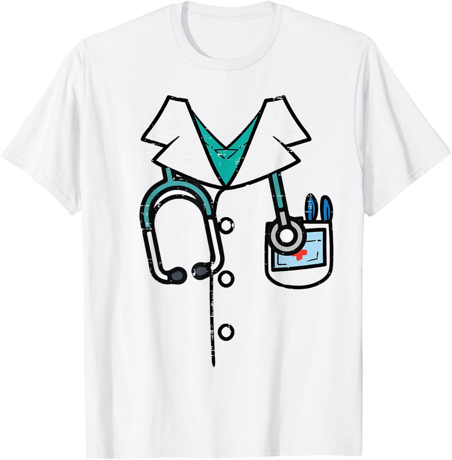 Doctor Costume Lab Coat Halloween Medical Men Women Kids T-Shirt - T-Shirt | White