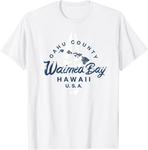 Waimea Bay Hawaii North Shore Oahu Hawaiian Surfing Vintage T-Shirt - T-Shirt | White