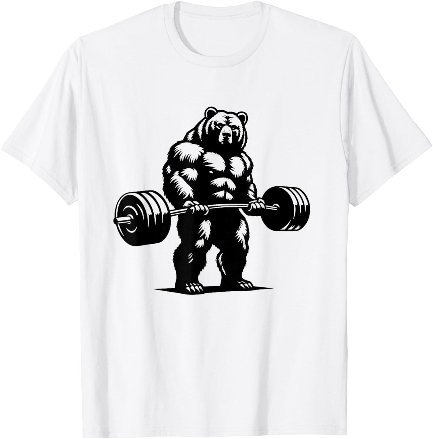 Grizzly Bear Bodybuilder Lifting Graphic Design T-Shirt - T-Shirt | White