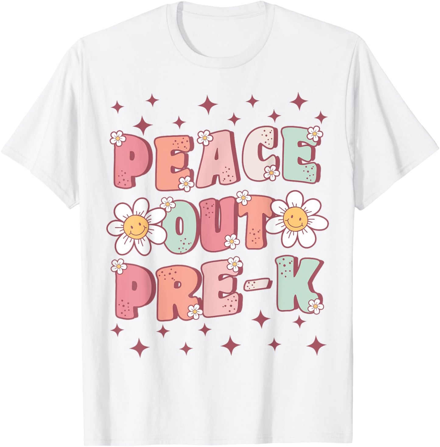 Peace Out Pre-K Cute Groovy Last Day of Preschool Graduation T-Shirt - T-Shirt | White