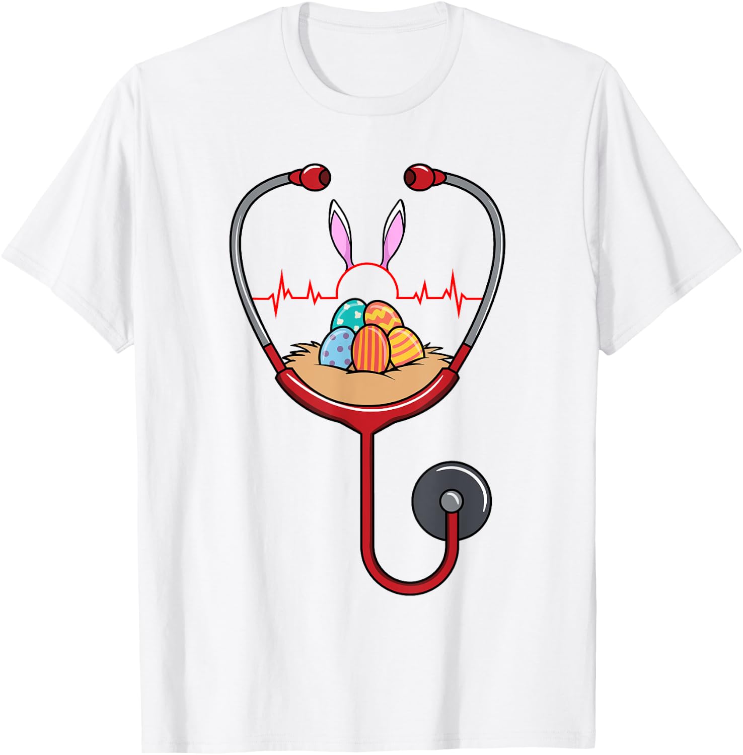 Easter Nurse Doctor Stethoscope Nurses Cute RN CNA Gift T-Shirt - T-Shirt | White