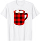 Buffalo Plaid Hot Cocoa Cup with Marshmallow Christmas Funny T-Shirt - T-Shirt | White