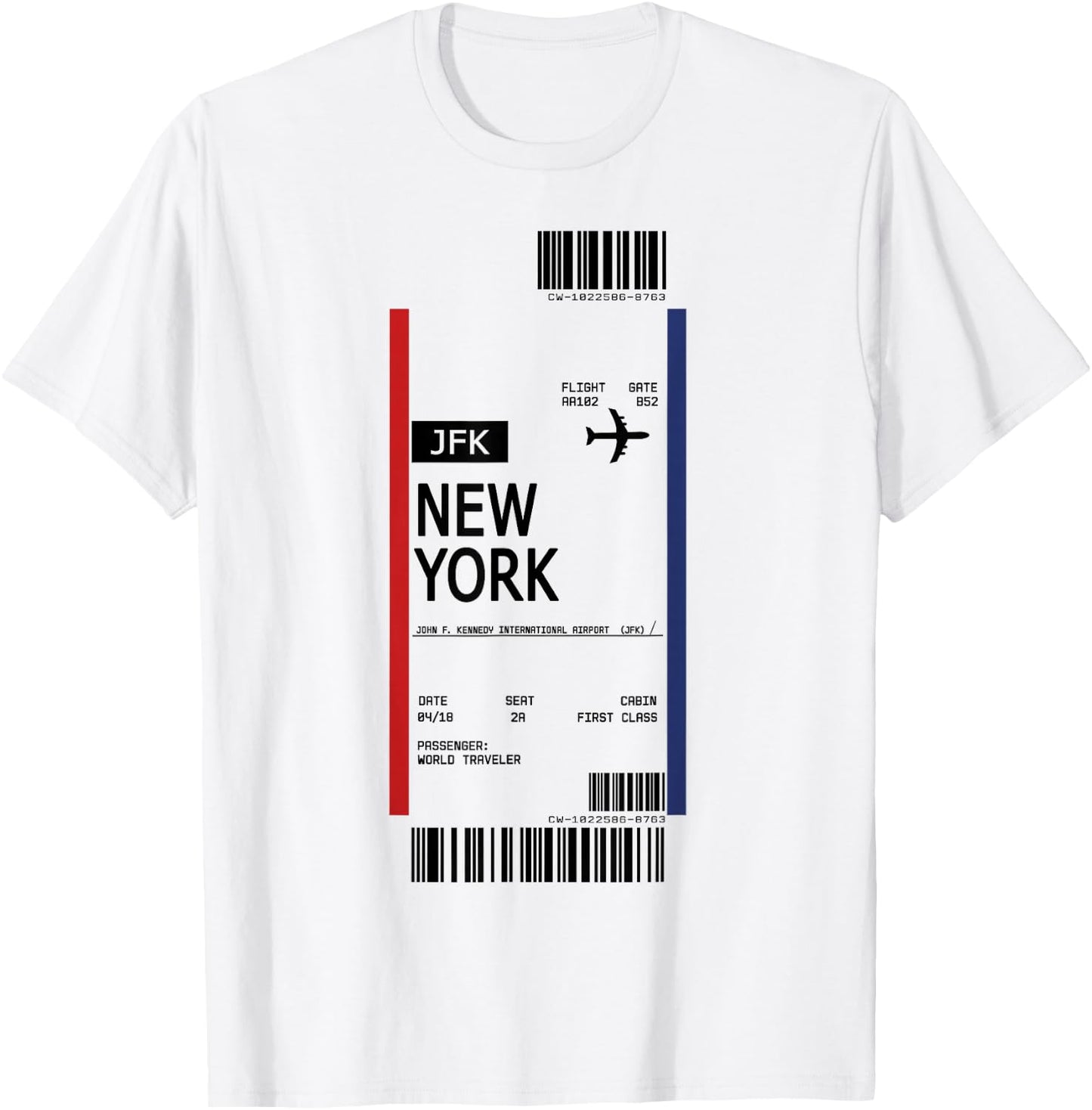 Boarding Pass New York JFK Airport First Class Plane Ticket T-Shirt - T-Shirt | White