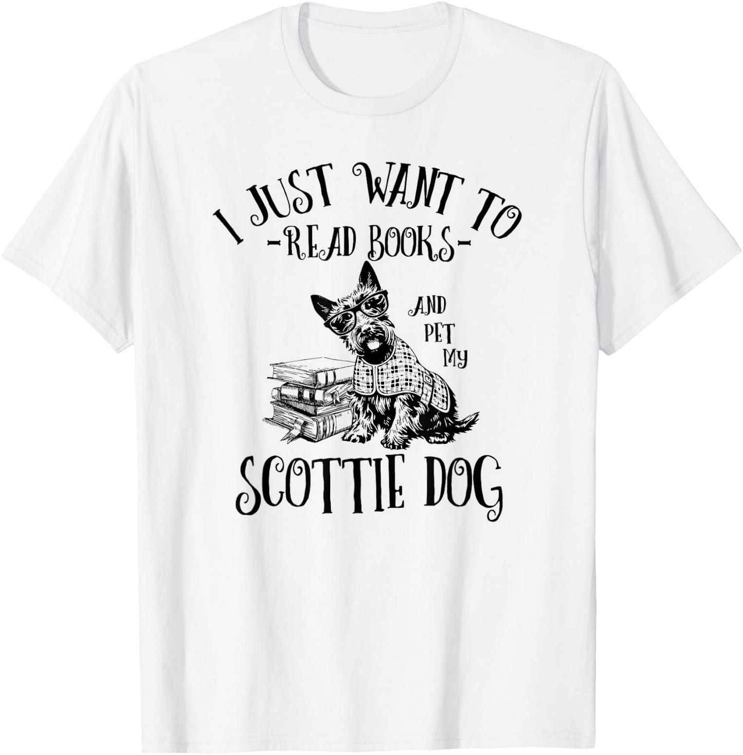 Cute Read Books Scottish Terrier Lover Men Women Kids T-Shirt - T-Shirt | White