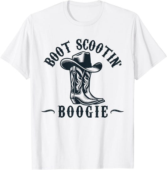 Boot Scootin’ Boogie Retro Vintage Western Cowboys Music T-Shirt - T-Shirt | White