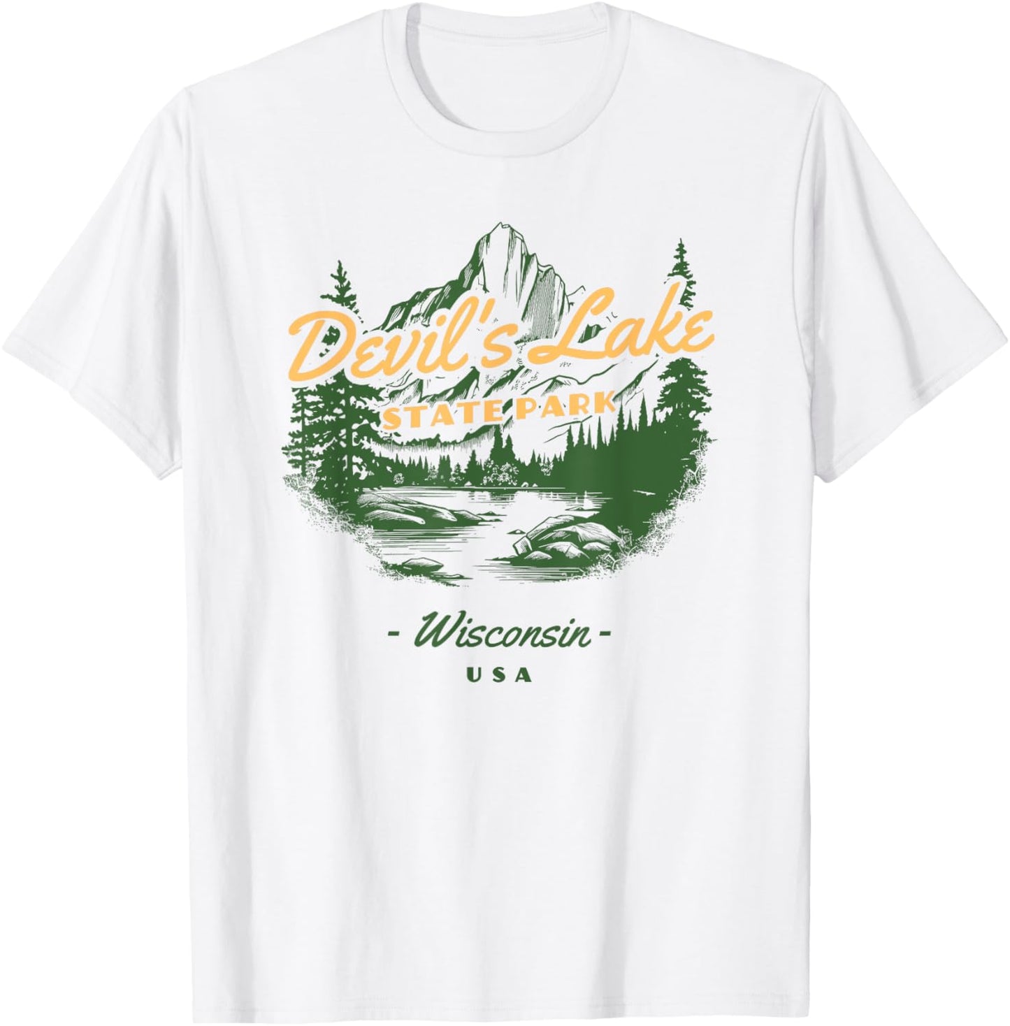 Devil's Lake State Park Wisconsin Retro Vintage T-Shirt - T-Shirt | White