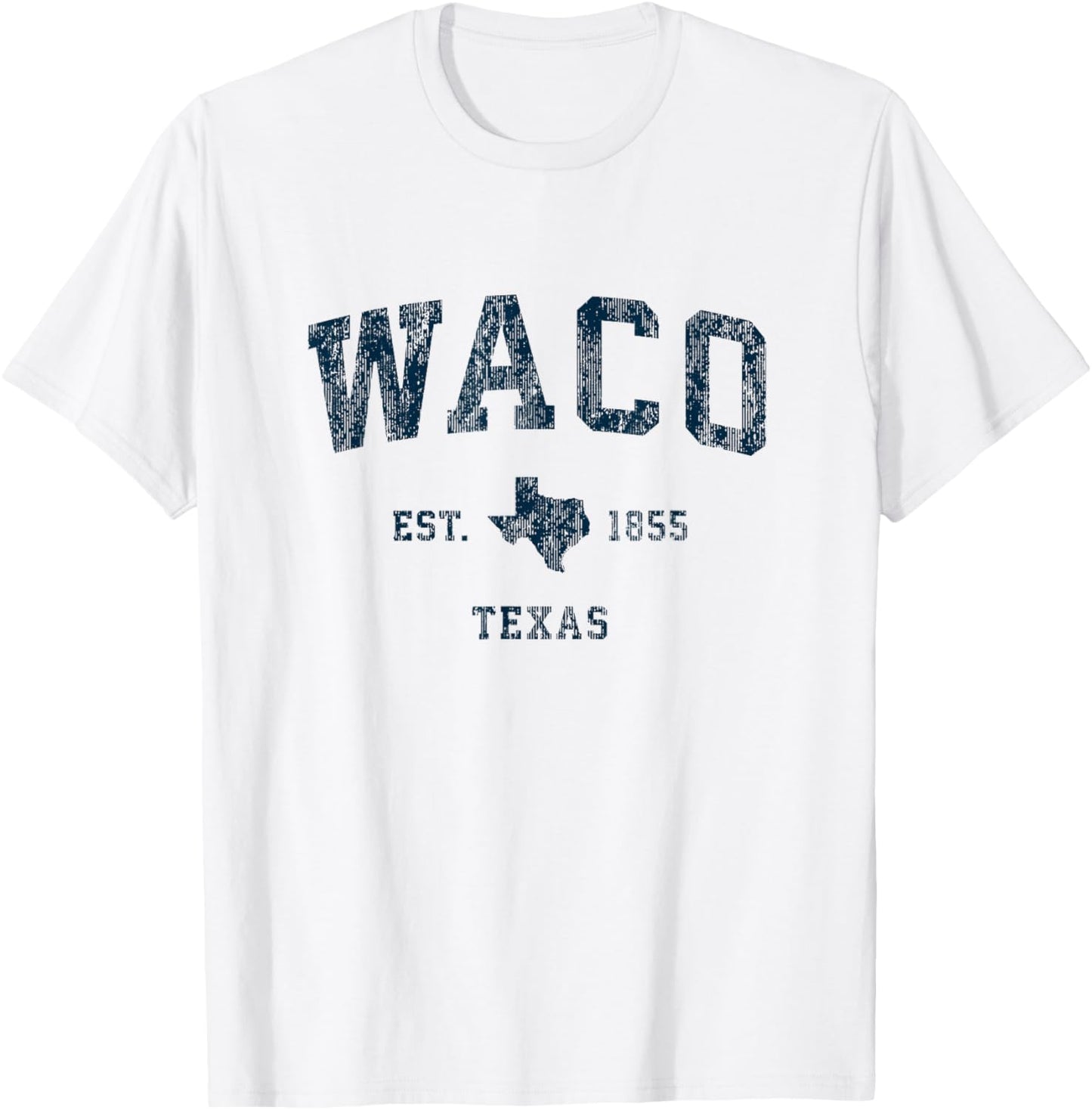 Waco Texas TX Vintage-Sportdesign, marineblauer Druck T-Shirt - T-Shirt | White