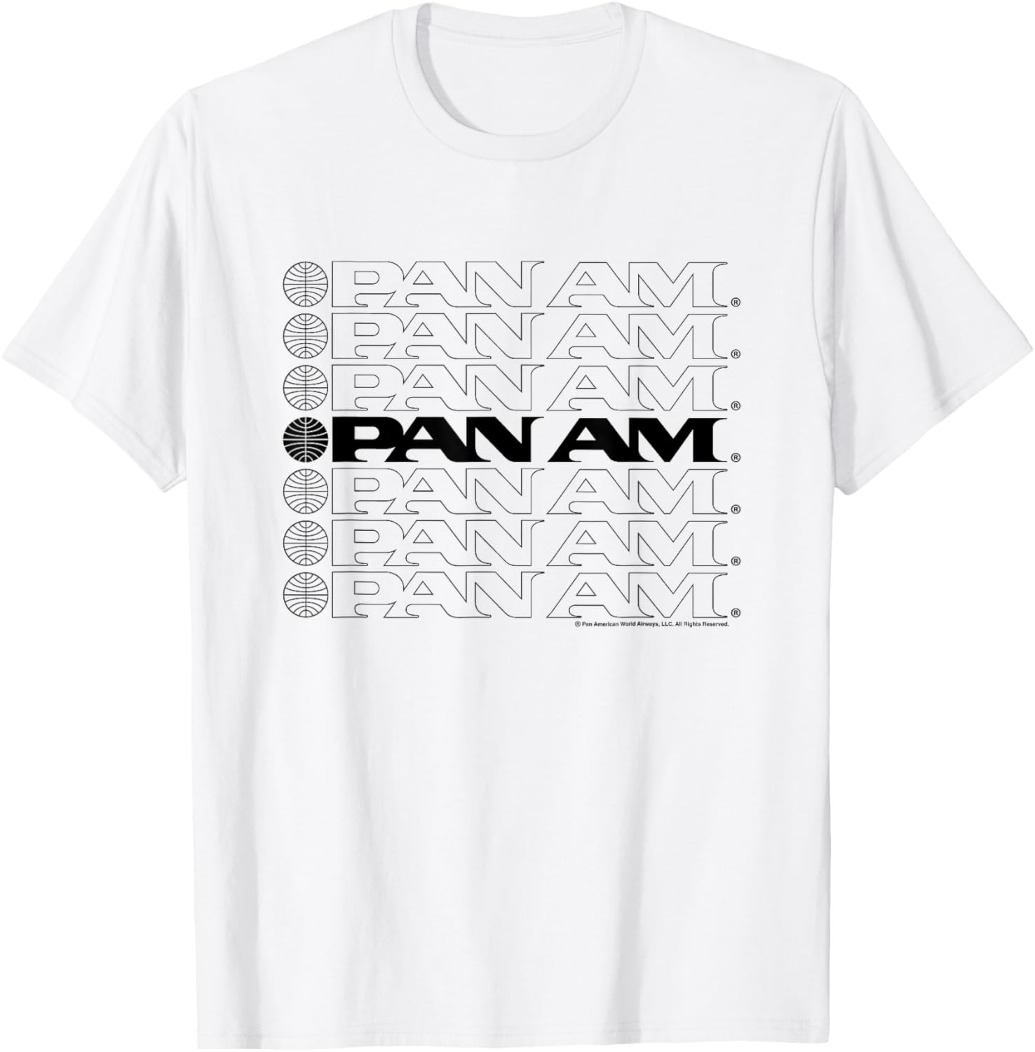 Pan Am Text Logo Cascade T-Shirt - T-Shirt | White