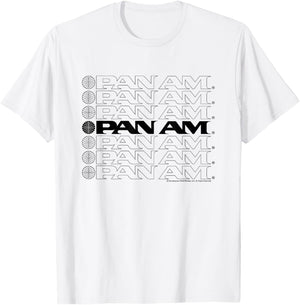 Pan Am Text Logo Cascade T-Shirt - T-Shirt | White