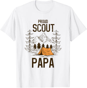 Proud Scout Papa Camping Scout Leader Adventure Travel T-Shirt - T-Shirt | White