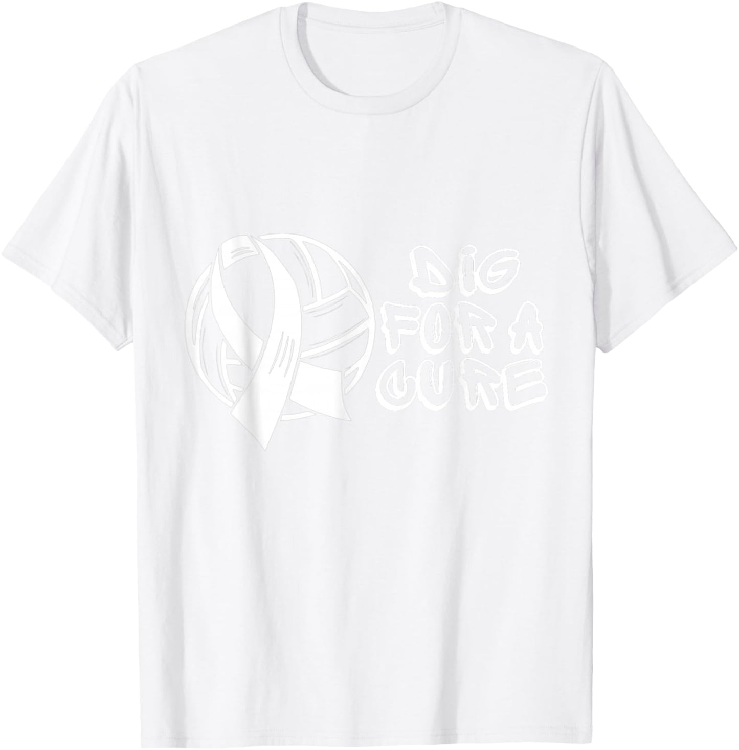 Dig For A Cure Volleyball Breast Cancer Awareness Pink T-Shirt - T-Shirt | White