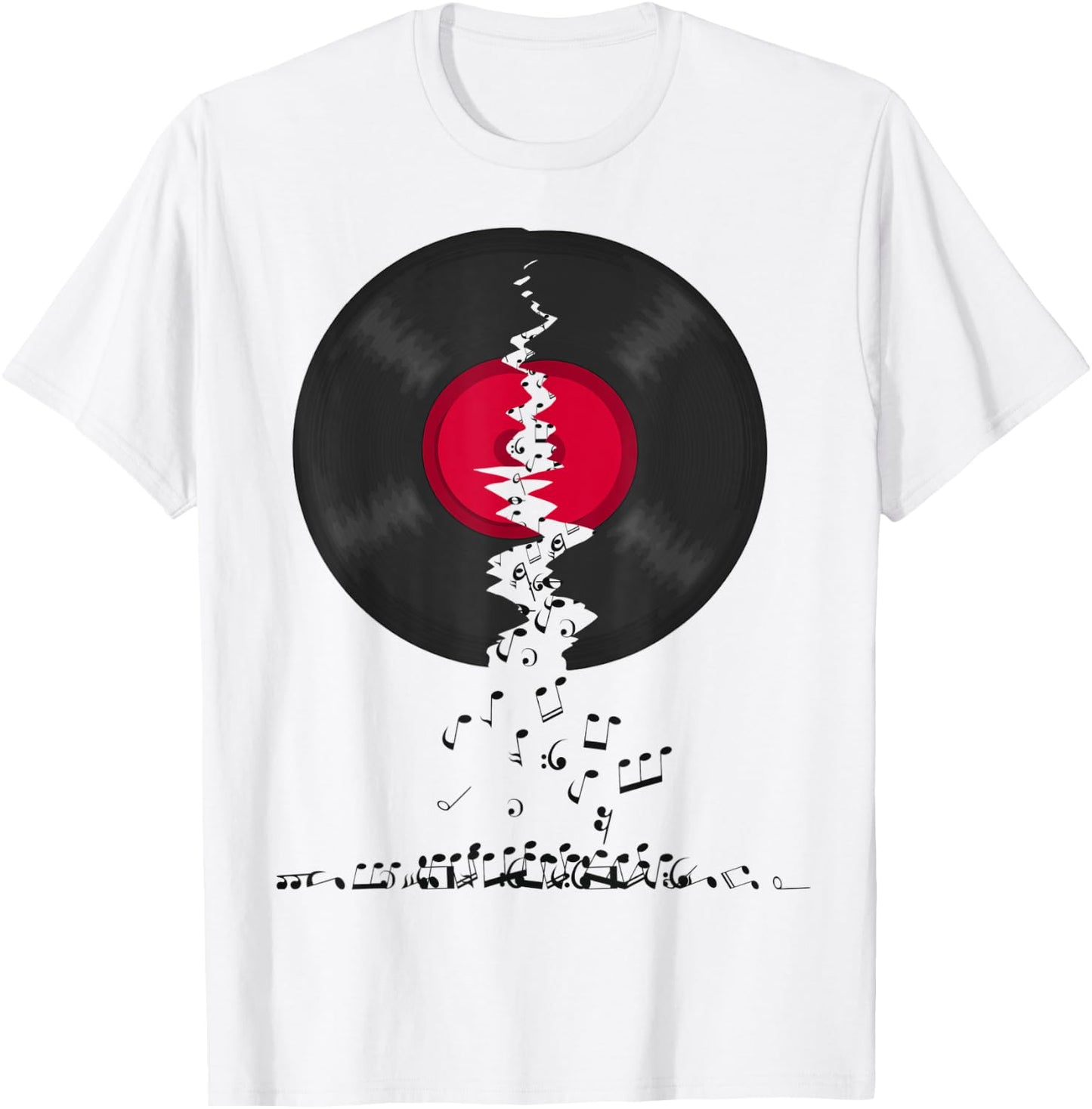 Broken Vinyl Lp Music Record Spilling Notes T-Shirt - T-Shirt | White