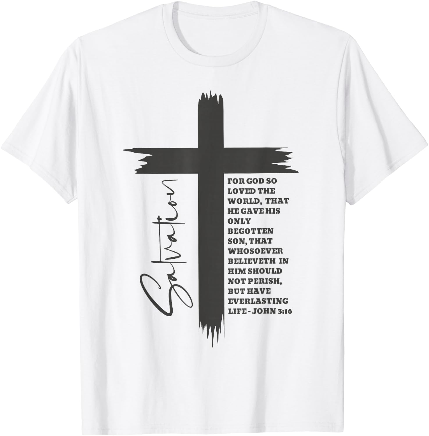 John 3:16 Christian Cross Bible T-Shirt - T-Shirt | White